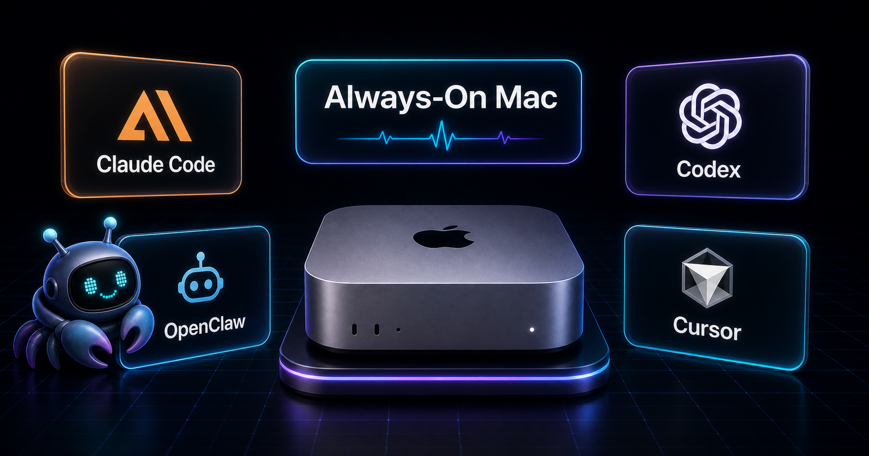 Hosting agent comparison table for an always-on Mac runtime where AI agents live