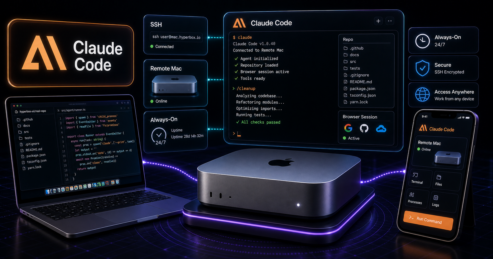 Claude Code remote Mac workflow with phone check-in, SSH, and persistent repo state
